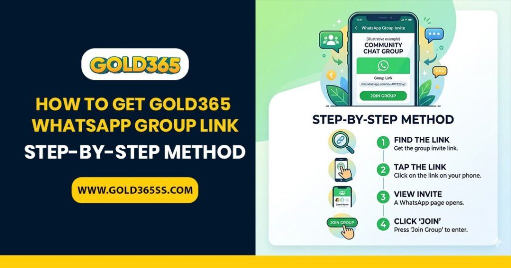 Gold365 WhatsApp group link guide showing safe access steps, structured process, and reliable insights in a secure, user-friendly interface